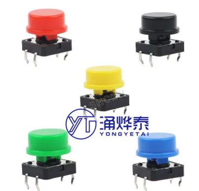 YYT 100PCS A24 round square switch button cap adapted to 12*12*7.3 red/blue/yellow/white/green/black/grey multi-color optional