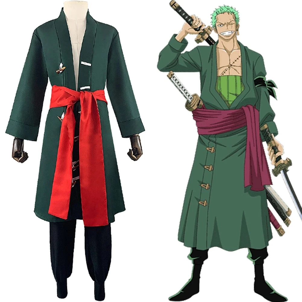 

Anime One Piece Roronoa Zoro Cosplay Costume Kimono Uniform Pants Outfits Halloween Carnival Suit Customize Any Size