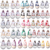 American 18 Inch Girl Doll Canvas Shoes 7cm Fashion Lines, Flowers Sneakers Boots For 43cm Baby New Born& DIY Russia,OG Doll Toy