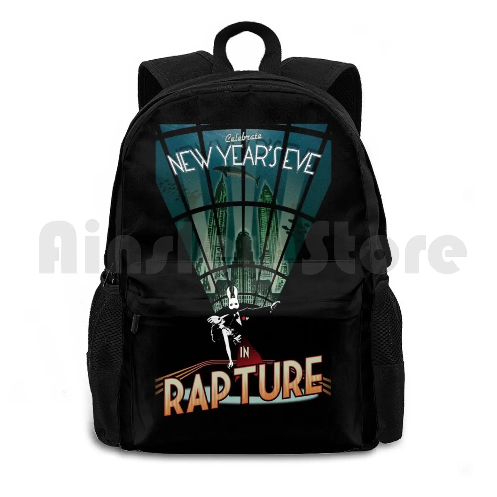 Bioshock New Year's In Rapture Outdoor Hiking Backpack Riding Climbing Sports Bag Bioshock Rapture Video Games Art Travel Ps3