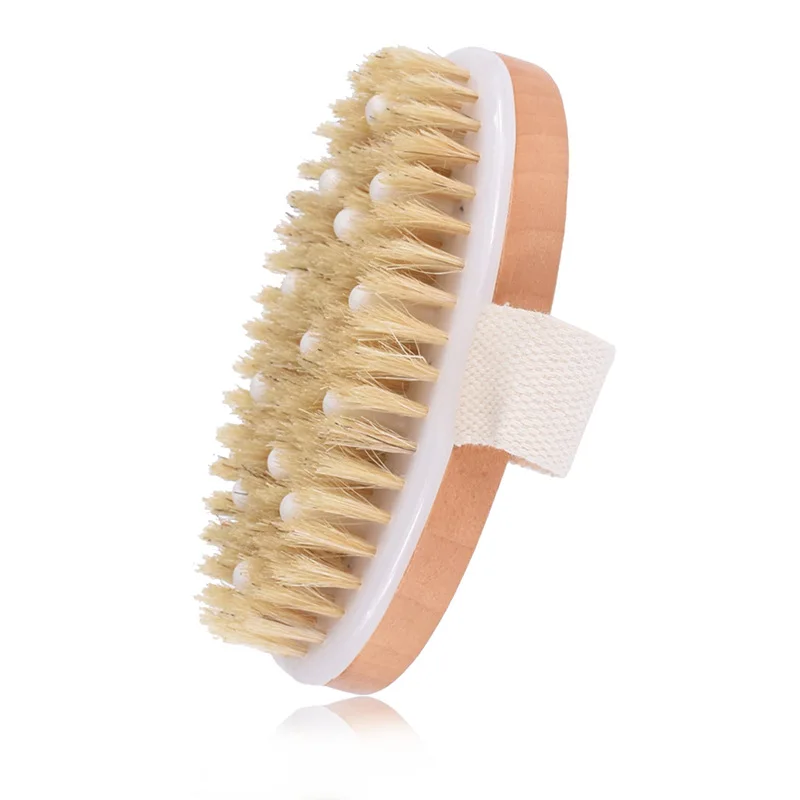 100% Natural Bristle Bath Brush Exfoliating Wooden Body Massage Shower Brush SPA Woman Man Blood Circulation Dry Body Brush