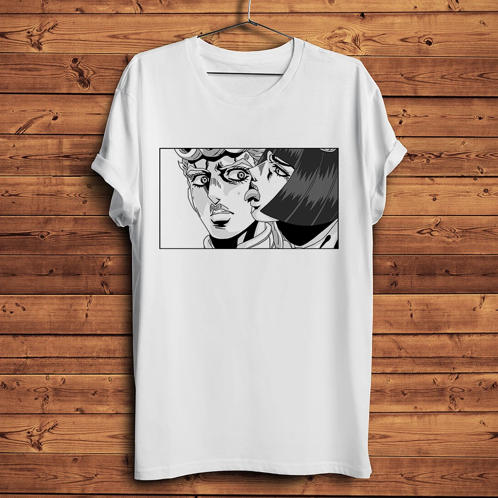 JoJo Giorno Giovanna Bruno Bucciarati, Funny anime tshirt, Men, White Casual ,short T-Shirt ,Unisex streetwear tee