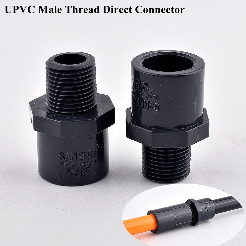 

1/2"~2" Male Thread UPVC Direct Pipe Connector Aquarium Fish Tank Water Tube Joint Garden Watering Irrigation Fittings System