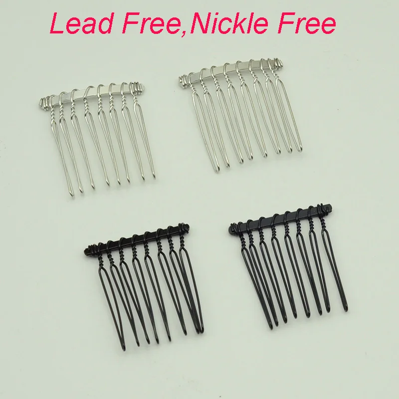 20PCS 8teeth black Plain Metal Twisted Wire Hair Combsat lead free and nickle free,side comb wholesale