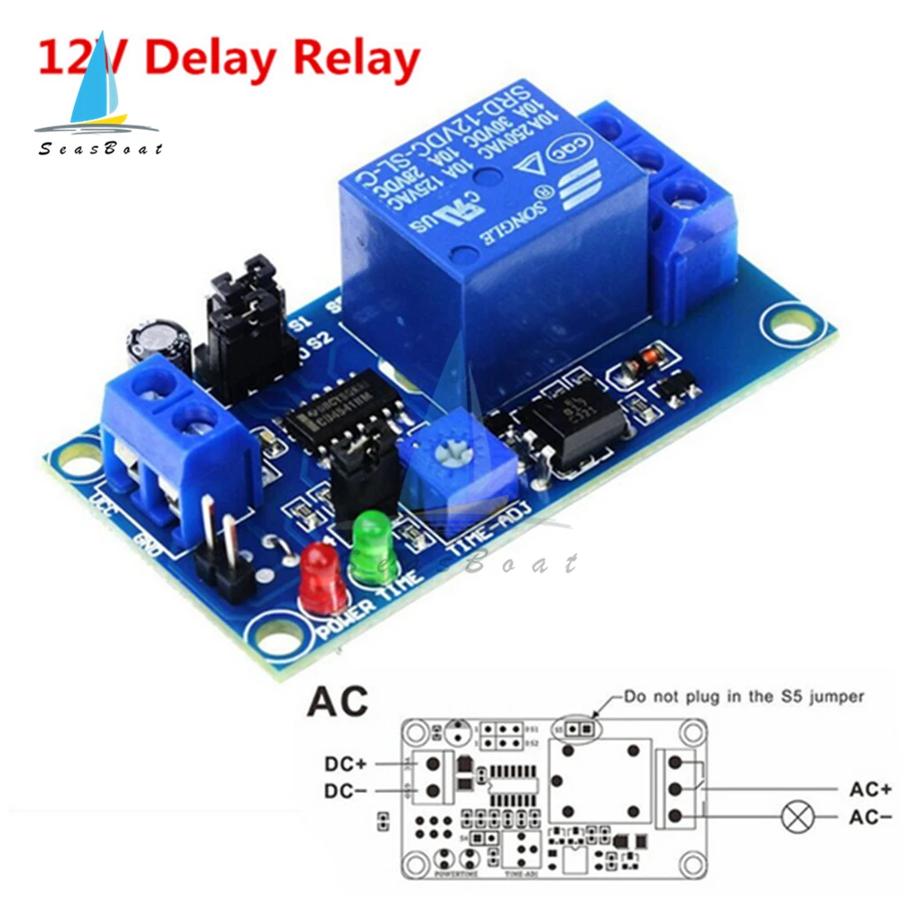 DC 12V Time Delay Relay Module Delay Turn On / Delay Turn Off Relay Switch Module With Timer Volt Timing Relays Board