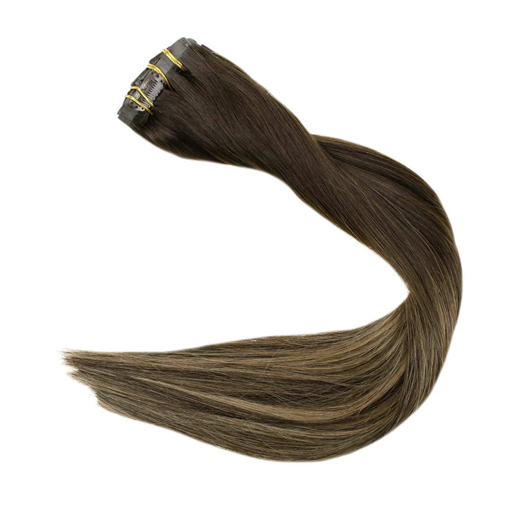 Volledige Glans PU Clip Hair Extensions Remy Menselijk Haar 100g Naadloze Onzichtbare Clip In Extensions Menselijk Haar Balayage Kleur blond