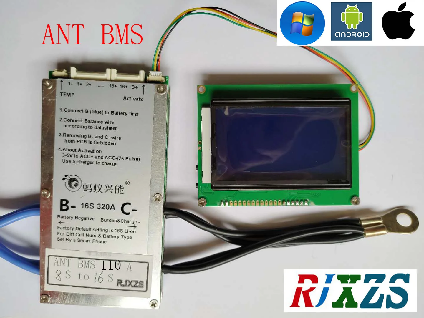 16S  40A/80A/130A  LiFePO4 BMS/PCM/PCB battery protection board for 16 Pack 18650 LFP Battery Cell (ANT BMS smart board)