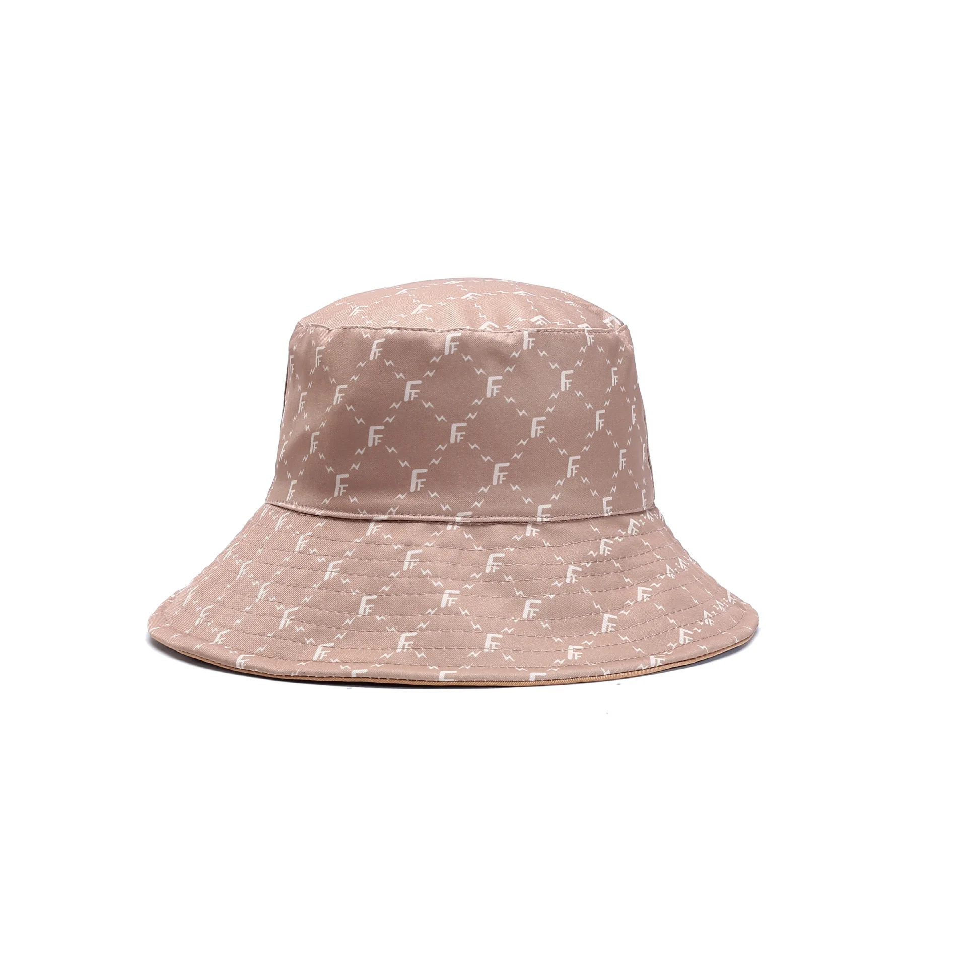 

Summer dome satin sunscreen bucket hat with large brim, monogram printed double-sided sunshade fisherman hat