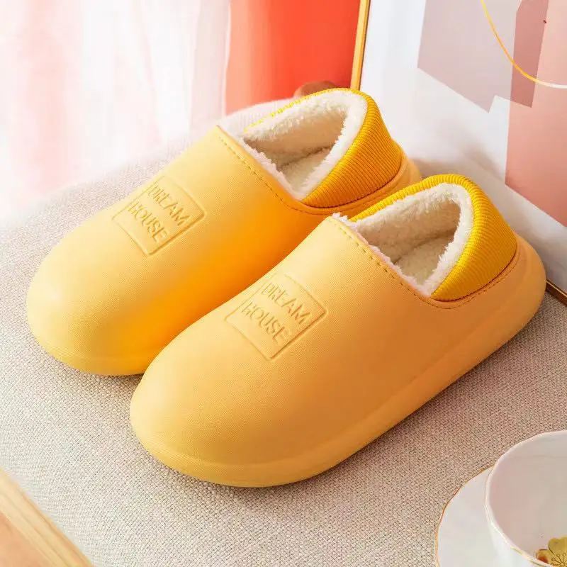 Women Slippers Winter Waterproof Warm Plush Home Cotton Shoes Female Non-Slip Casual Indoor Bedroom Flats Women\'s Footwear 2024