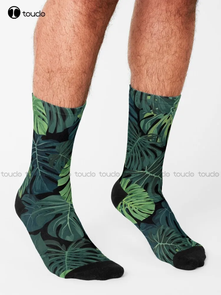 Monstera Leaves Socks Baseball Socks Personalized Custom Unisex Adult Teen Youth Socks 360° Digital Print Hd High Quality