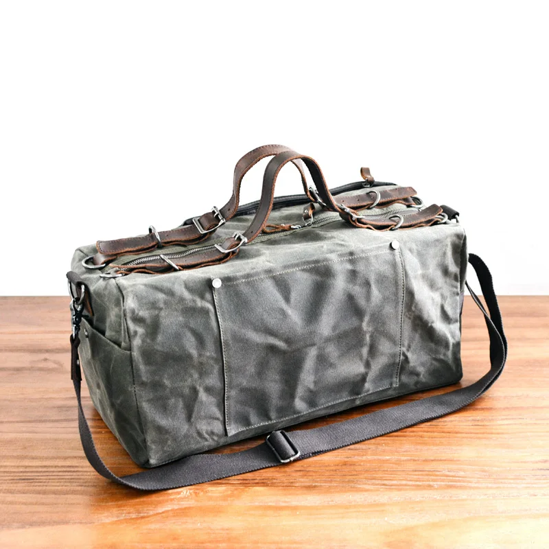 Gym Bag Men Duffel  Retro  Waxed Canvas Travel Bags Hand Luggage Bag Designer Weekend Bag Waterproof