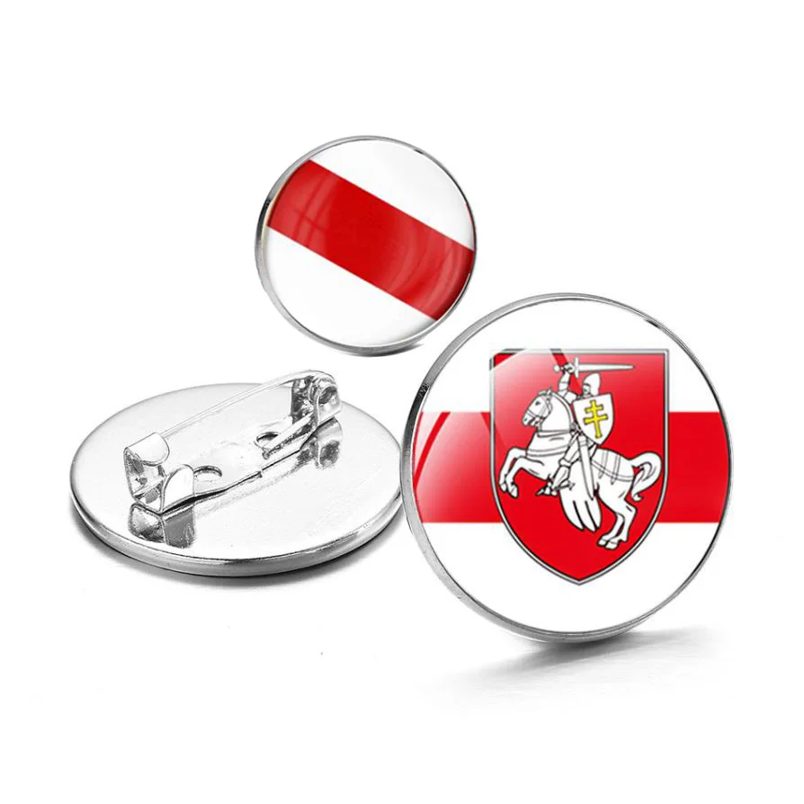 25mm Republic of Belarus Symbol Badge Cabochon crystal Brooches Coat of Arms of Belarus Historical Flag Brooch/Badges/Lapel Pins