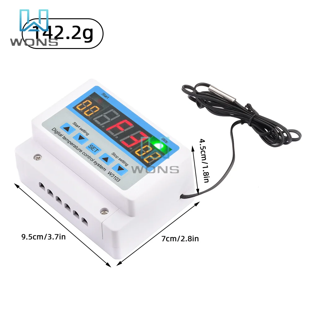 W3103 Digital Thermostat 12V 300W 24V 600W 220V Touch Point 5000W 30A High-power Wall-mounted Temperature Controller Switch