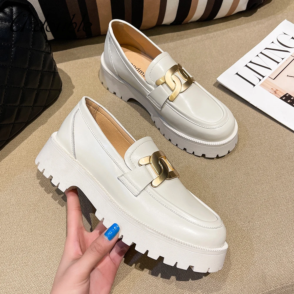 U-DOUBLE Brand Women Shoes Spring 2021 New White Thick-soled Ladies Sneakers Genuine Leather Casual Trend Girl Shoes Students