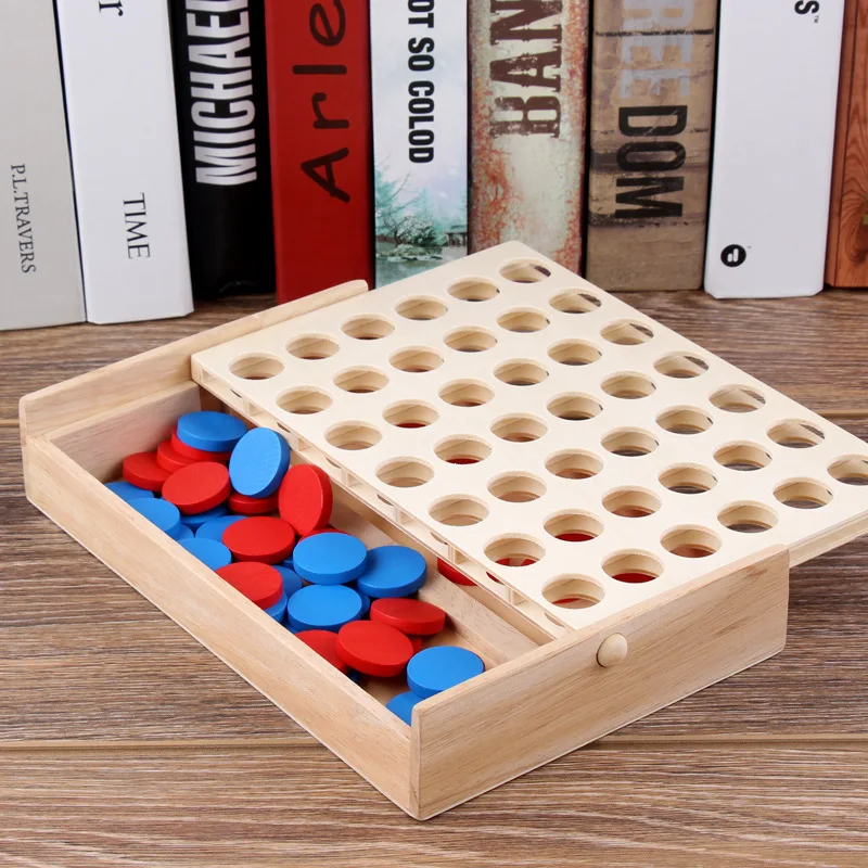 

Early Childhood Education Puzzle Wooden Four Linked Chess Board Game Chess Children's Parent-child Interactive Toys