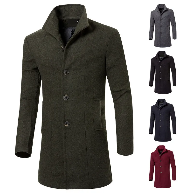 

MRMT 2024 Brand Spring and Autumn Men's Jackets New Pure Color Lapel Long Overcoat for Male Wool Outer Wear Clothing Garment