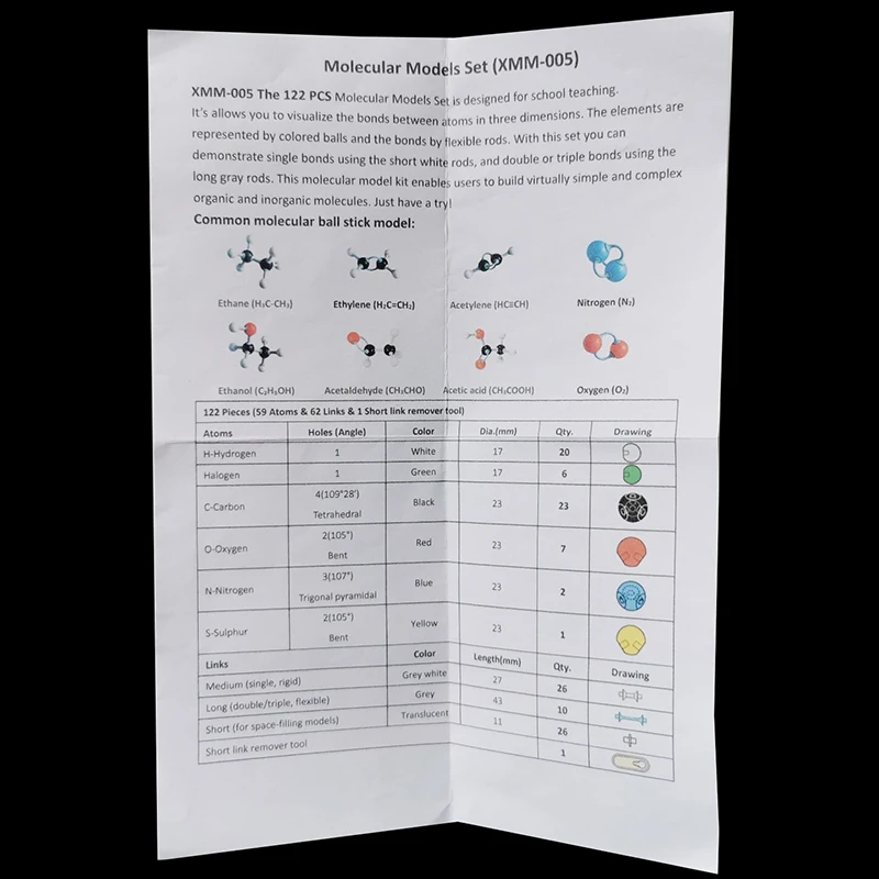 122 sztuk XMM005 organiczna struktura molekularna model piłka i kij skala model uczeń sprzęt dydaktyczny szkolne materiały papiernicze