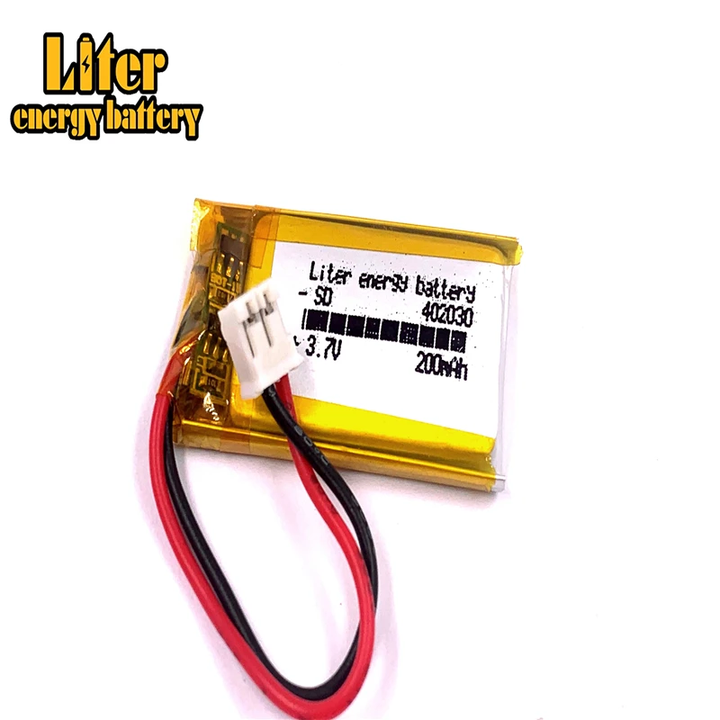 JST PH 2.0mm 2p litowo-polimerowy 402030 3.7V 200mAh LiPo akumulator z do kamery Mp3 bluetooth GPS część elektroniczna