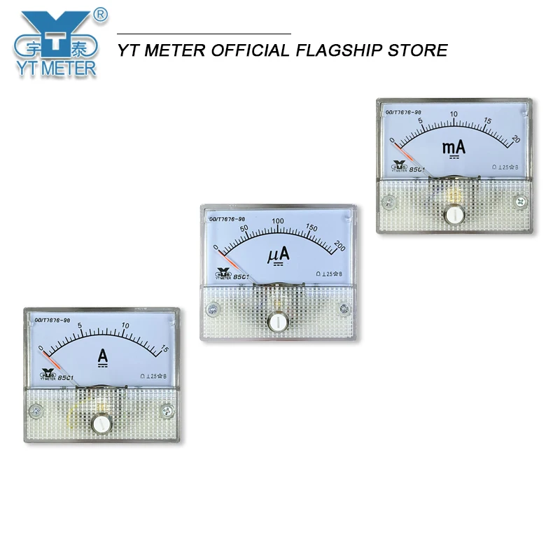 85c1-a dc ammeter milliammeter microammeter 50ua/200MA/1A/2A/3A/5A/10A/15A/20A  Analog Panel amp direct  Tester Pointer Current