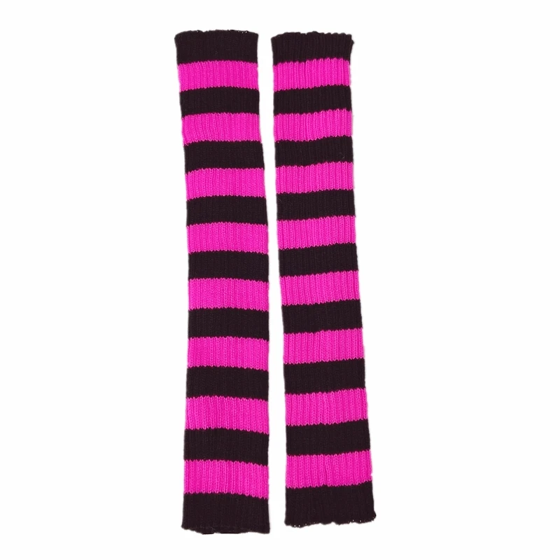 Y2K E-girl Goth Striped Women Leg Warmers 2000s Lady Cute Jk Stretch Knee-length Cool Hipster Warm Knit Sock Fashion Socks