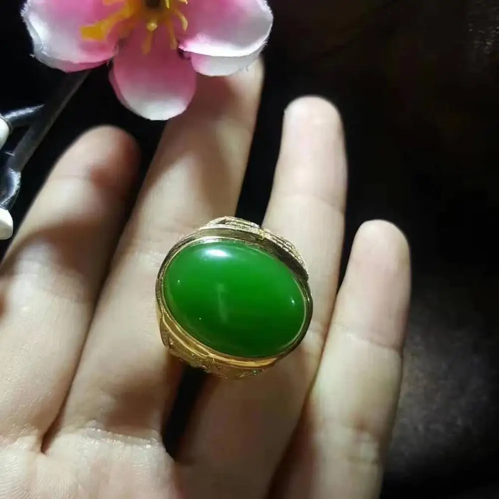 خاتم الرجل الحقيقي والطبيعي الأصلي رجل اليشم خاتم الحجر خواتم الصلبة 925 خاتم الأحجار الكريمة الفضية