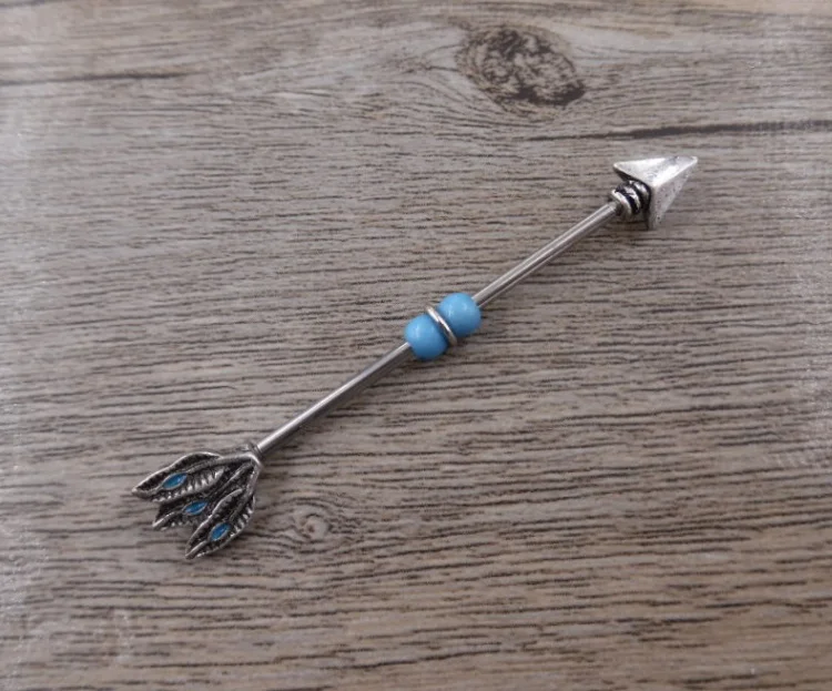 1Pc 14G Surgical Steell Arrow Industrial Barbell Bar Helix Ear Piercing  Ear Ring Body Piercing Jewellery