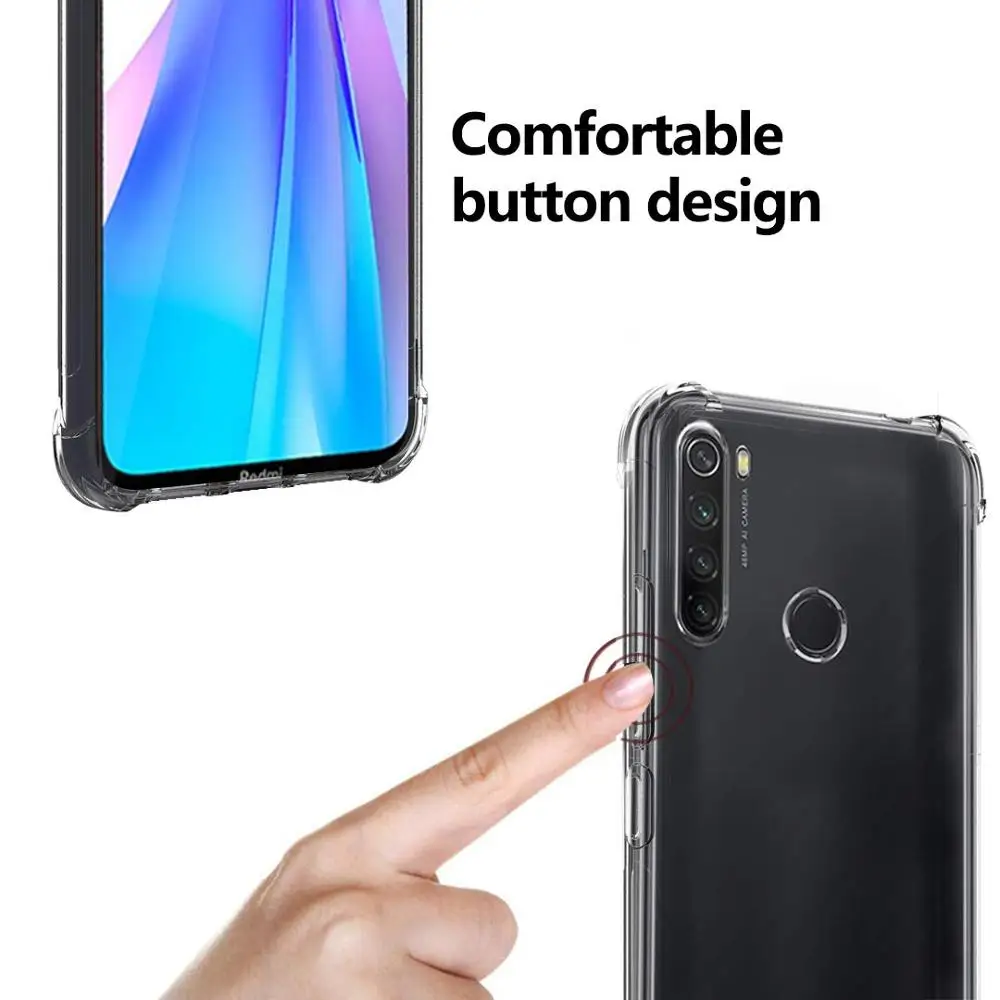 Crystal Soft Case For Xiaomi Redmi Note 8T Silicone Cover For Redmi Note 8 Reinforced Corner Bumper on Redmi Note 8 Pro Cases