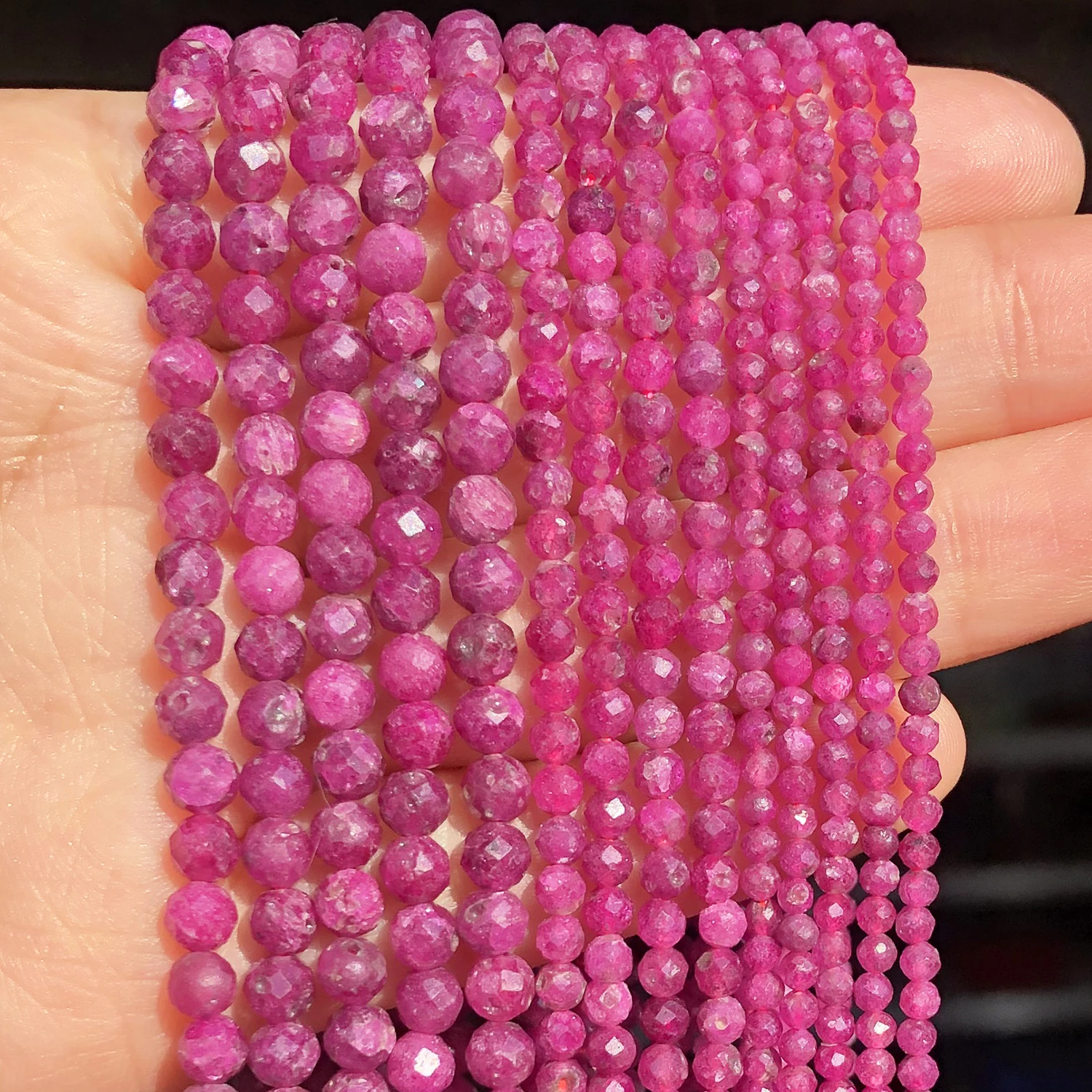 Natural Faceted Red Ruby Waist Beads Small 2 3 4 mm Gem Stone Beads for Jewelry Making DIY Bracelet Earrings Accessories 15''