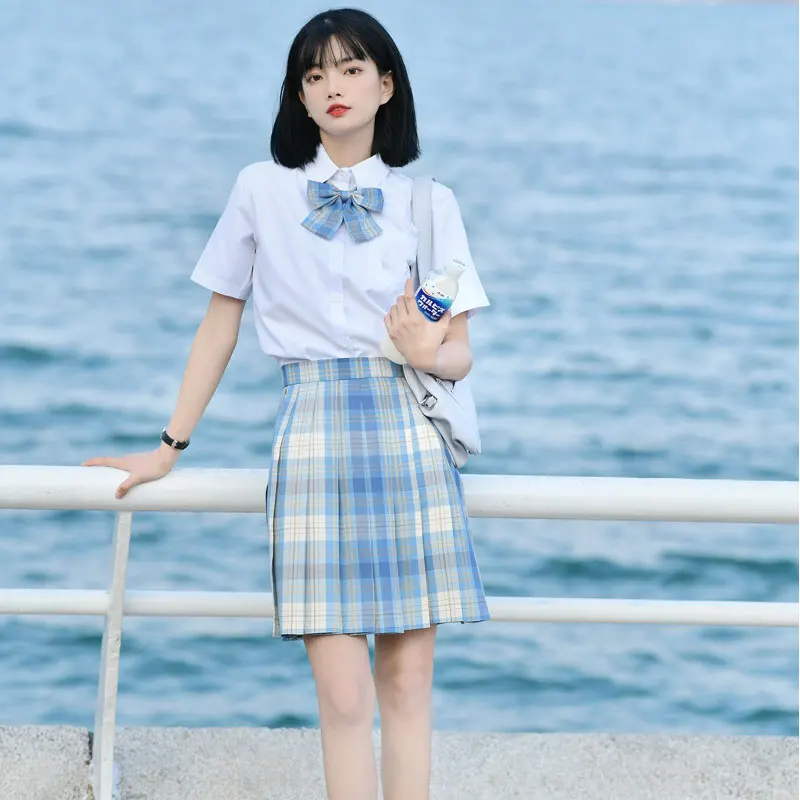 Full Set School Clothes Japanese Style Uniform Long Sleeve Jk Seifuku for Girl High Waist Pleated Skirt Anime Cosplay Schoolgirl