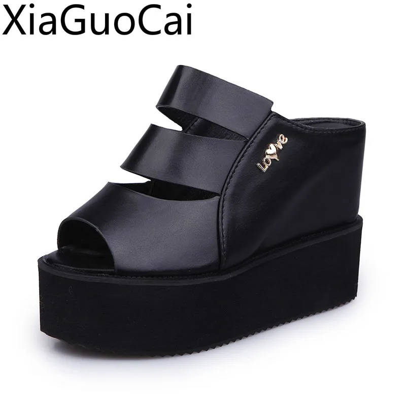 Platform Women Flat Sandals Thick-soled High Heels Platform Sandals Slope-heeled Fishmouth Summer Wedges Sandals for Girls