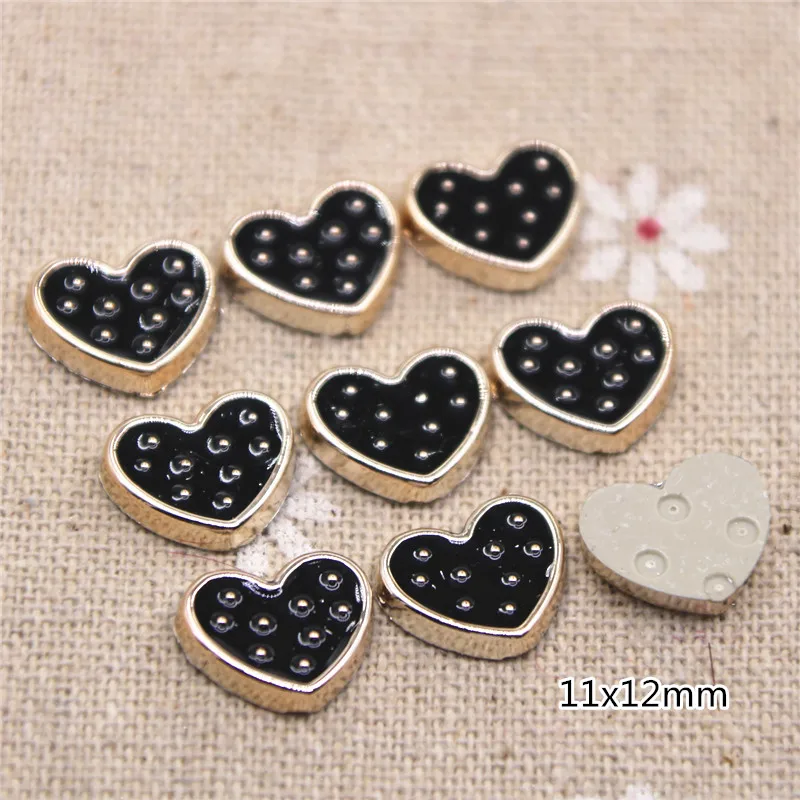 50 pz 11x12mm cuore bianco/nero bottoni flatback casa giardino artigianato Cabochon Scrapbooking accessori fai da te