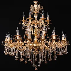 European luxury golden staircase hotel lobby zinc alloy candle chandelier lamps villa living room dining room E14 lights