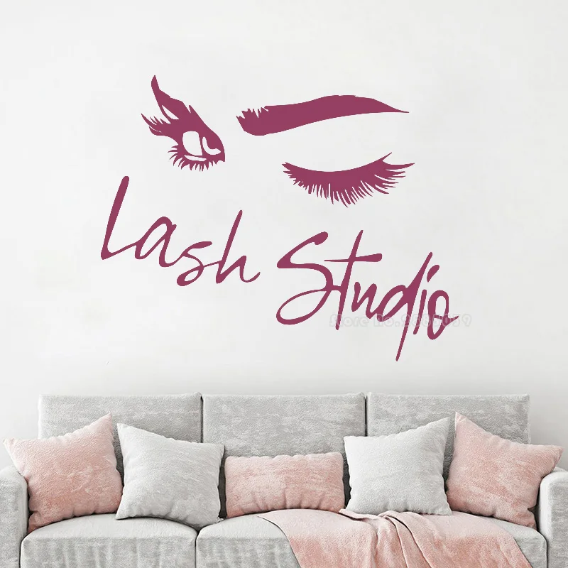 Lash Studio Wall Stickers Eyelashes Extension Eyes Beauty Vinyl Wall Decals Beauty Salon Wall Art Classic Eyebrow Decor LL2287