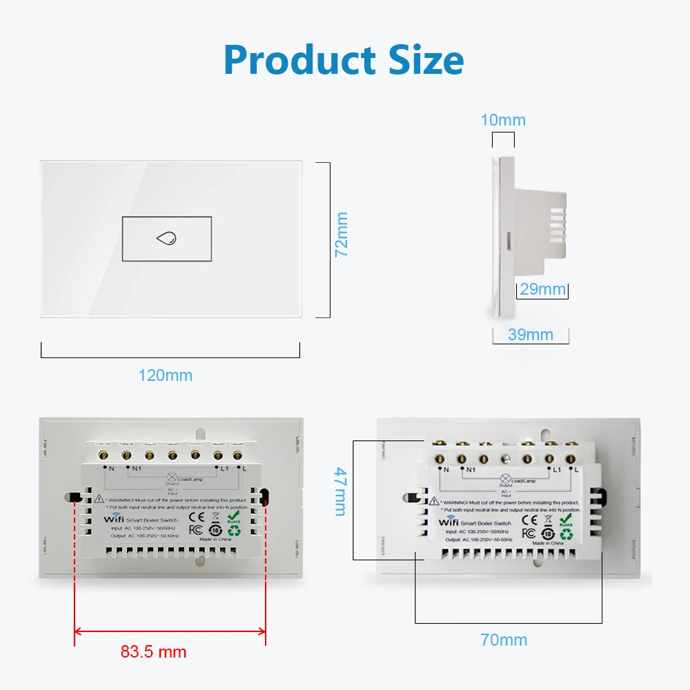 Interruptor inteligente para calentador de agua, dispositivo con temporizador, funciona con Alexa y Google Home, 20A, 4400w