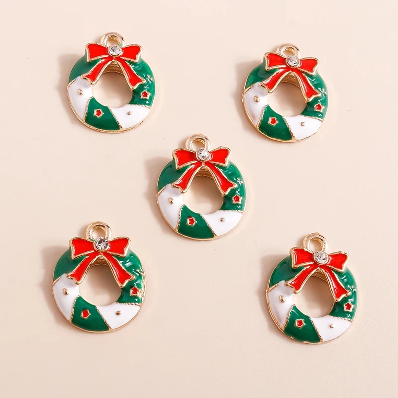 10pcs Mix Enamel Christmas Charms Noel Star Hats Santa Claus Pendants for Diy Jewelry Making Necklace Earring Making Accessories