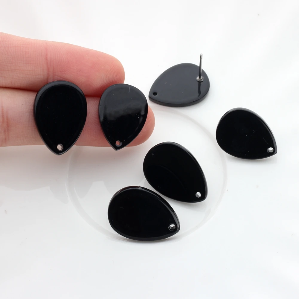 Black Acetate Resin Tear Water Drop Earrings Base Connectors 6pcs/lot 15*20mm For DIY Fashion Earrings Jewelry Accessories