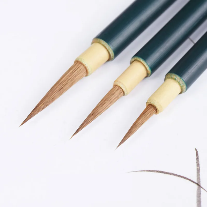 

Chinese Fine Line Brush Set 3pcs Meticulous Freehand Painting Hook Line Writing Brushes Small Weasel Hairr Calligraphy Brushes