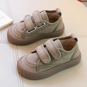 Autumn Spring Kids Canvas Shoes Boys Girls Velcro Anti-Skid Children Warm Cotton Flat Shoes Toddler Outdoor Casual Shoes