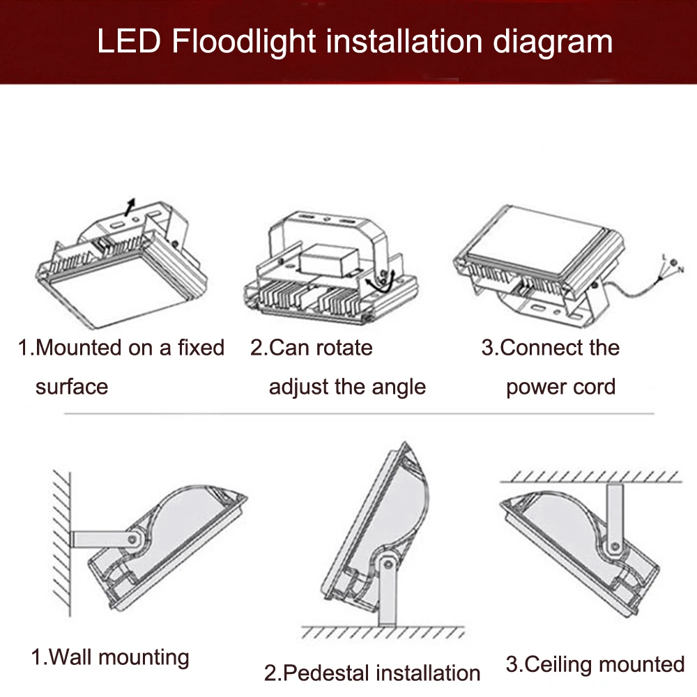 방수 IP66 스포트라이트 야외 정원 LED 투광 조명, IP66, 플러드 라이트, 30W 50W 100W 150W 200W 300W 400W