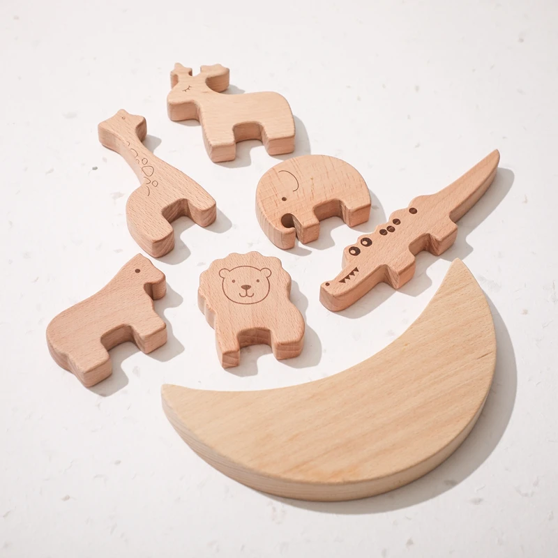 6Pc/Set NEW Animal Beech Wooden Nesting Stacking Building Blocks Toy BPA Free Baby Montessori Games Educational Toys Gifts