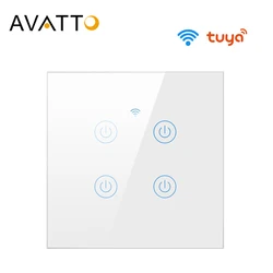 AVATTO Tuya WiFi Smart Home Switch Works with No Neutral Wire, 1/2/3/4 Gang EU Smart Light Switch works with Alexa, Google Home