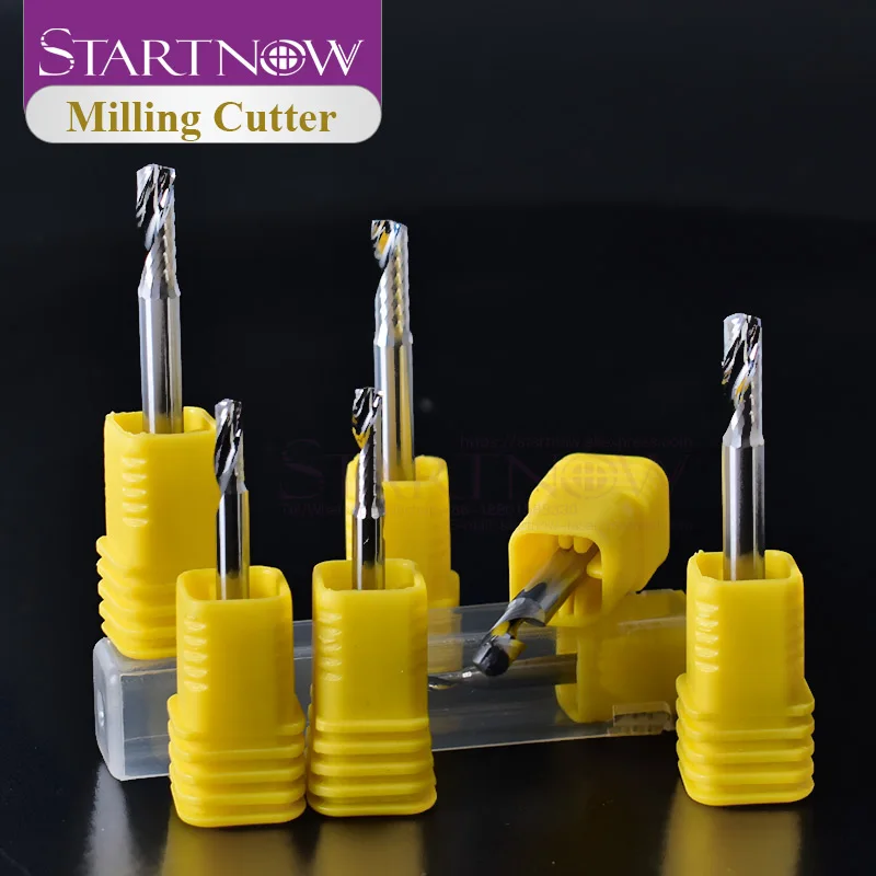 Startnow 5 sztuk/partia stopu Aluminium frez CNC Router grawerowanie Bit 3.175/4/6mm SHK jeden flet Spiral End Mill...