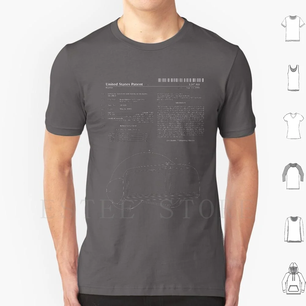 Casque de réalité virtuelle brevet-bleu t-shirt imprimé coton brevet plan plan brevet brevet Art Geek Art