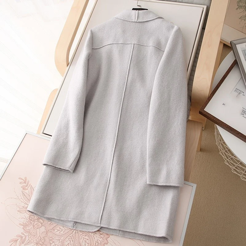 

Solid Womens Elegant Trench Coat Office Lady Turn-Down Collar Single Button Long Straight Korean Fashion Outerwear 2022 New