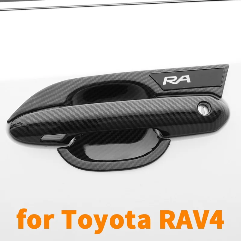 Car Handle Frame Door Bowl Cover For RAV4 2019 2020 2021 Handle Stickers Exterior Decoration Modification Accessories Supplies