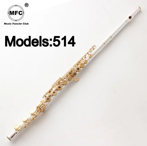 

Music Fancier Club Flute 514 Engraving Hand Carved Keys Gold Plating Flutes B Leg Open Holes 17 Gold Keys