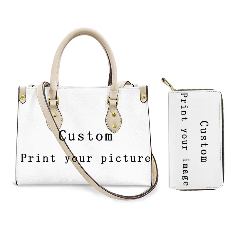 

Print On Demand Female PU Leather Bag Purse Custom Your Image Shoulder Crossbody Bag Luxury Designer Party Clutch Wallet Set