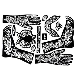 Plantillas adhesivas de tatuaje para manos y pies, Henna para aerógrafo, pintura corporal, Mehndi