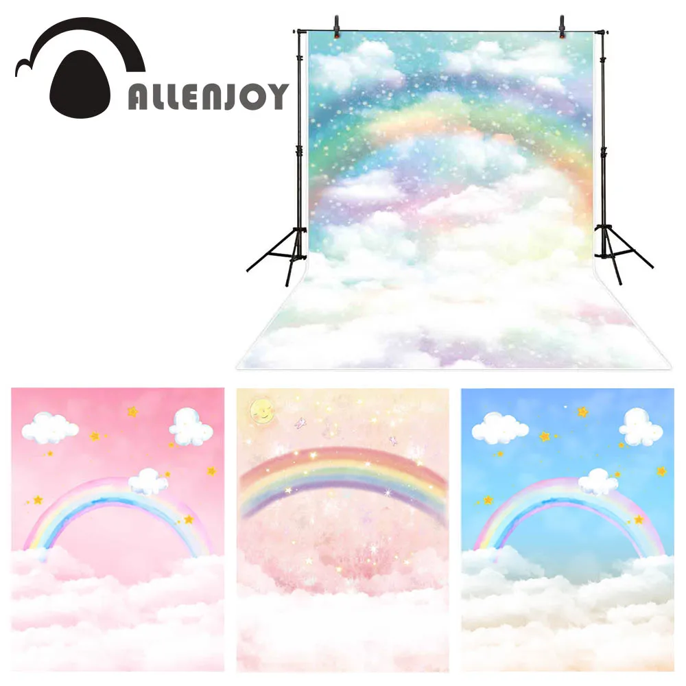 

Allenjoy photography backdrop rainbow cloud sky background child newborn baby photobooth photocall photo studio shoot props new