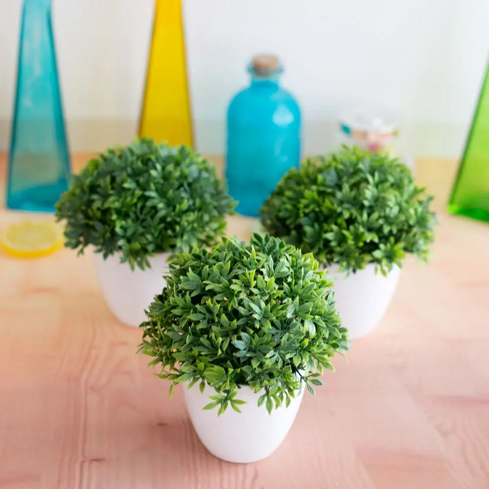 1pc Artificial Potted Plant Bonsai Plastic Flowerpot Ornaments Simulation Flower Grass Birthday Party Decor Home Office Decor image 2